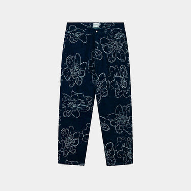 Denim steek bloemen all over broek