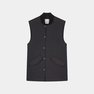 Frank Sleeveless Nylon Vest - Charcoal Black